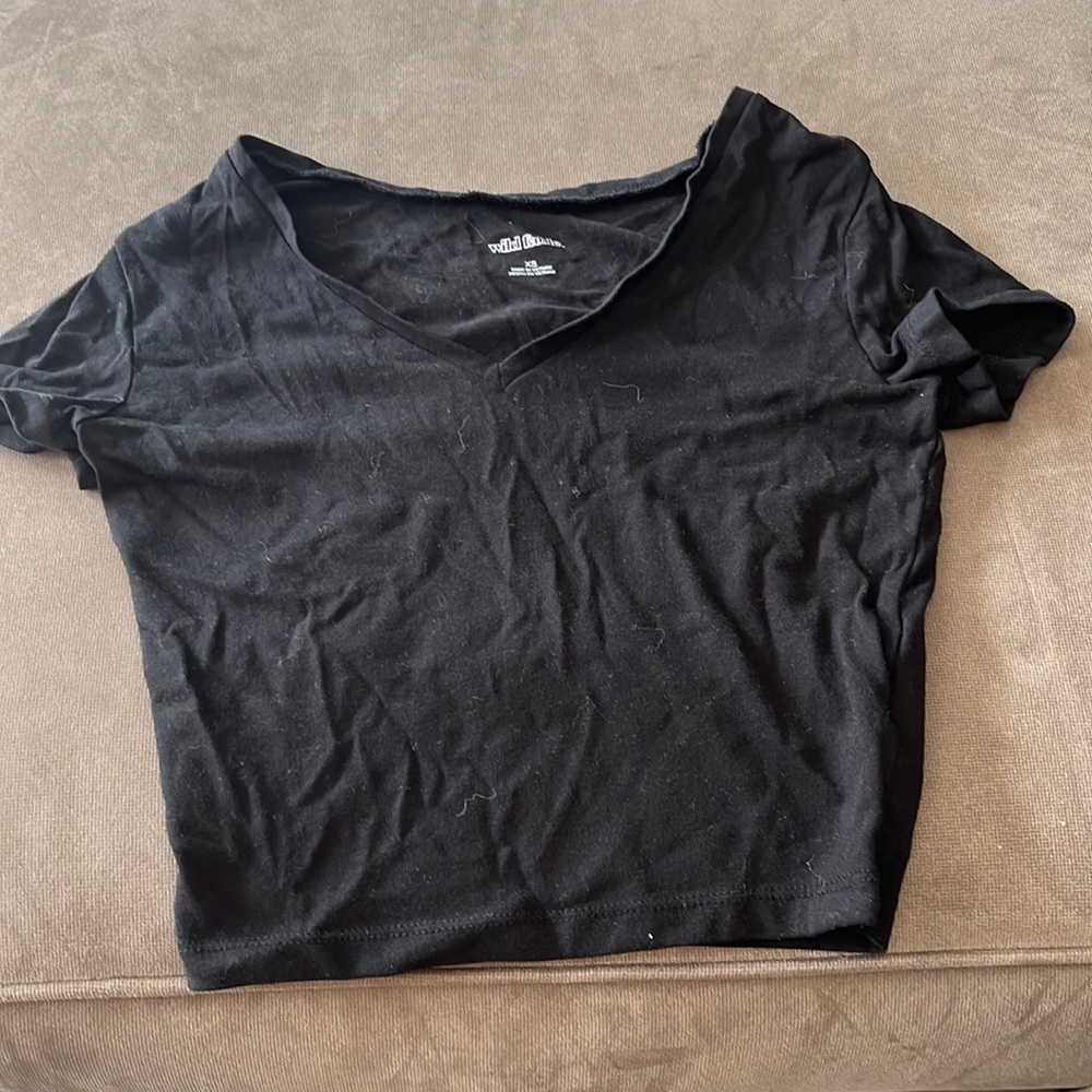 Basic black baby tee v neck